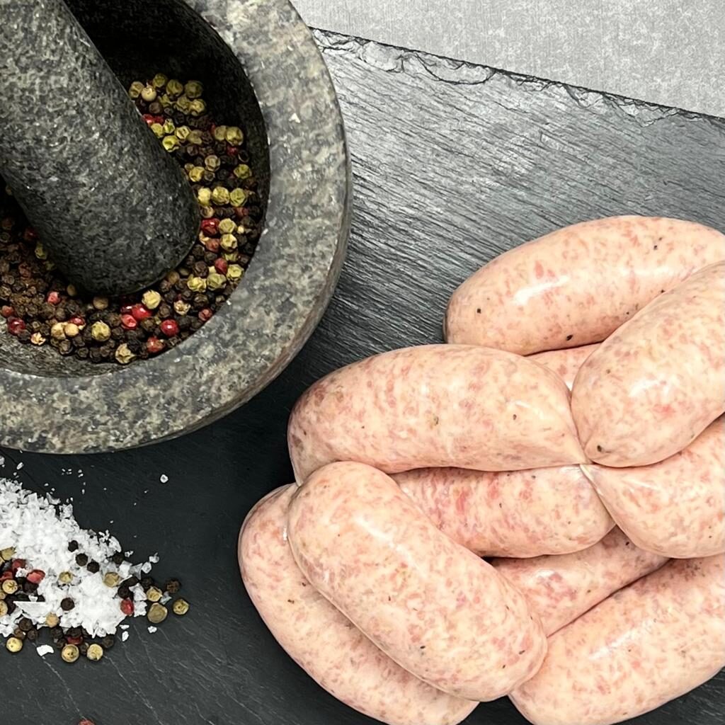 cracked black pepper sausages