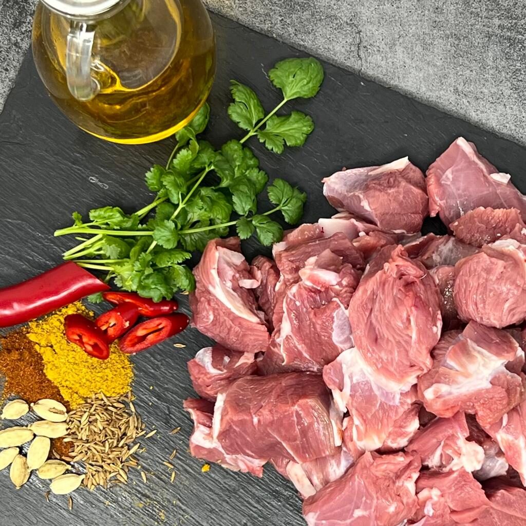 diced goat