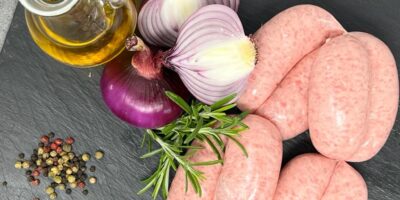 pork red onion and rosemary sausages