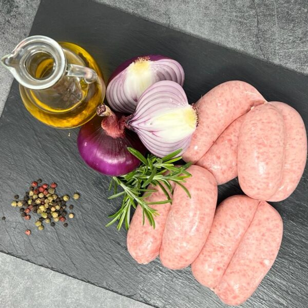 pork red onion and rosemary sausages